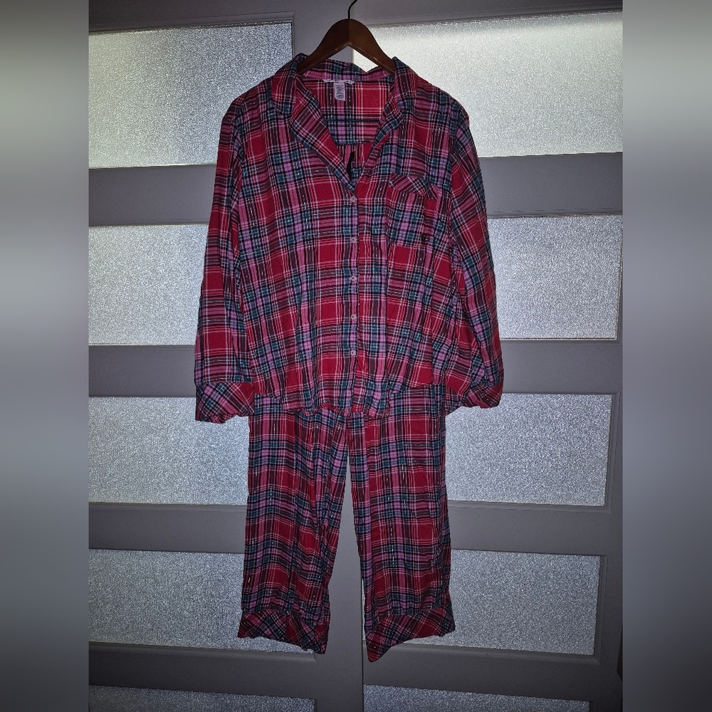 Victoria's Secret Red and Black Plaid Pajama Set